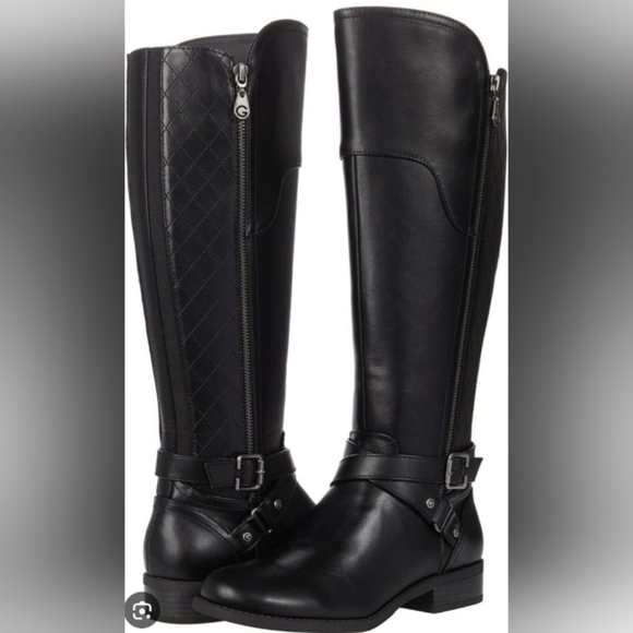G by Guess Quilted Black Over the Knee Boots - Picture 1 of 4